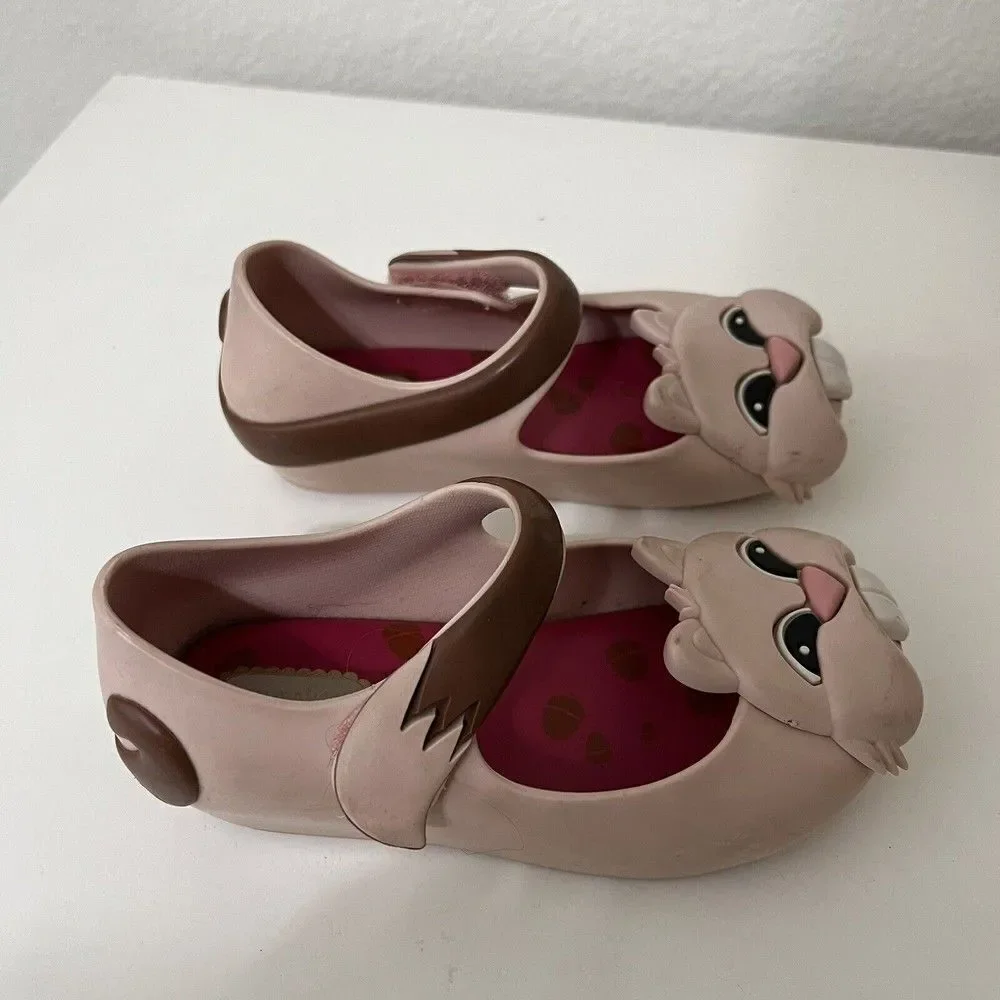 Mini Melissa Ultragirl Pink Chipmunk Mary Jane Flats Shoes Toddler Girls Size 8
